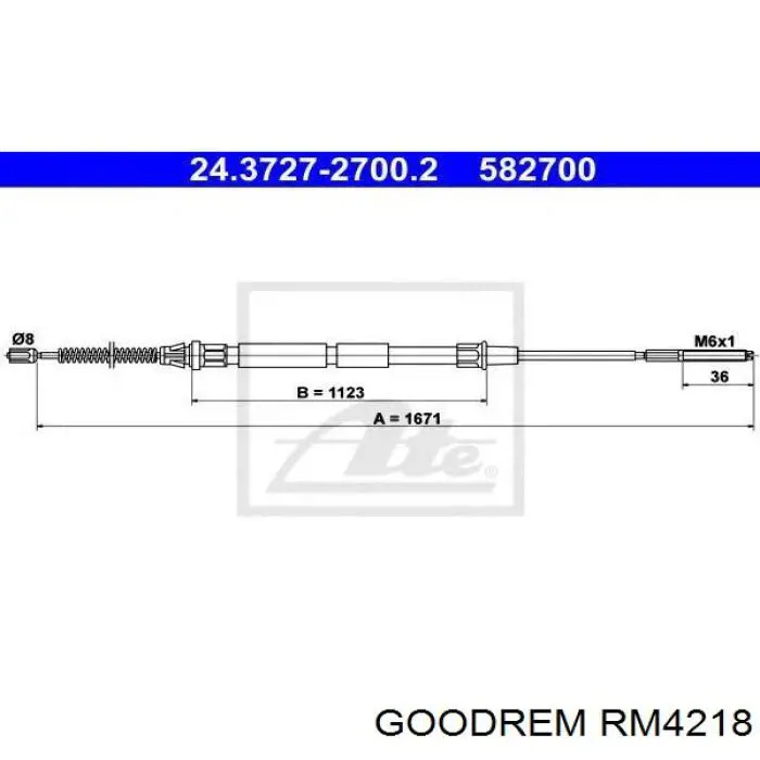 RM4218 Goodrem трос ручного тормоза задний правый/левый