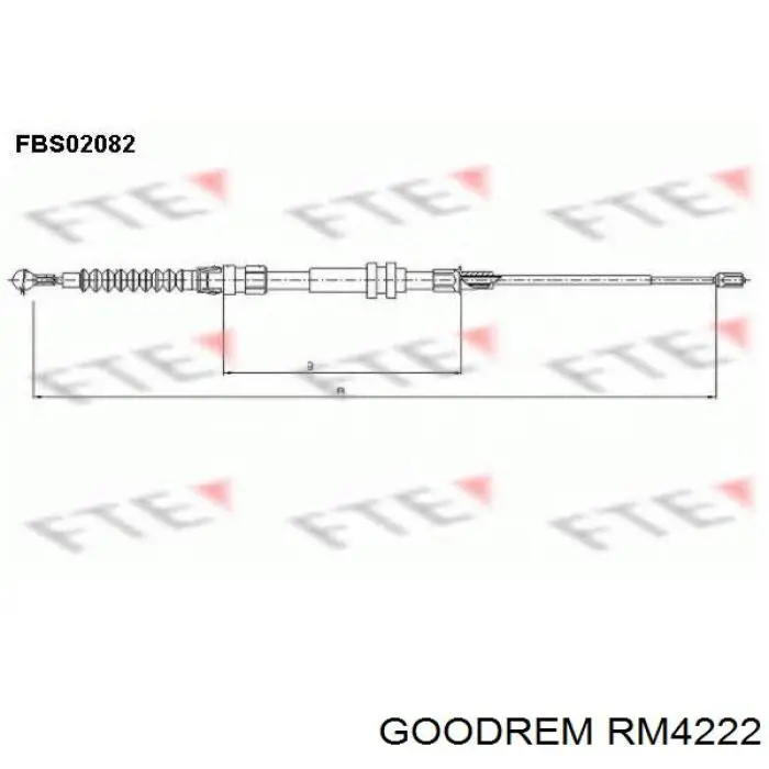 RM4222 Goodrem Трос ручного тормоза задний правый/левый