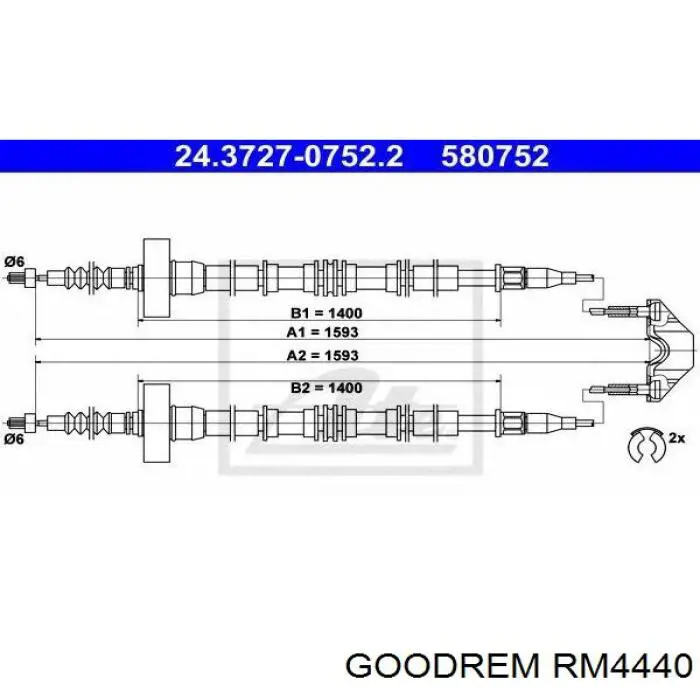 RM4440 Goodrem Трос ручного тормоза задний правый/левый