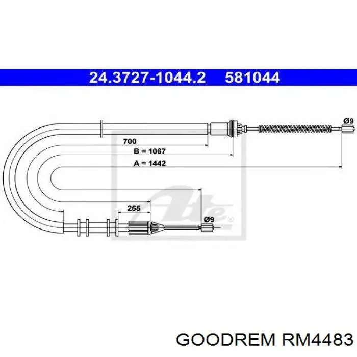 RM4483 Goodrem Трос ручного тормоза задний, правый
