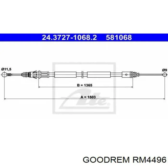 RM4496 Goodrem трос ручного тормоза задний левый