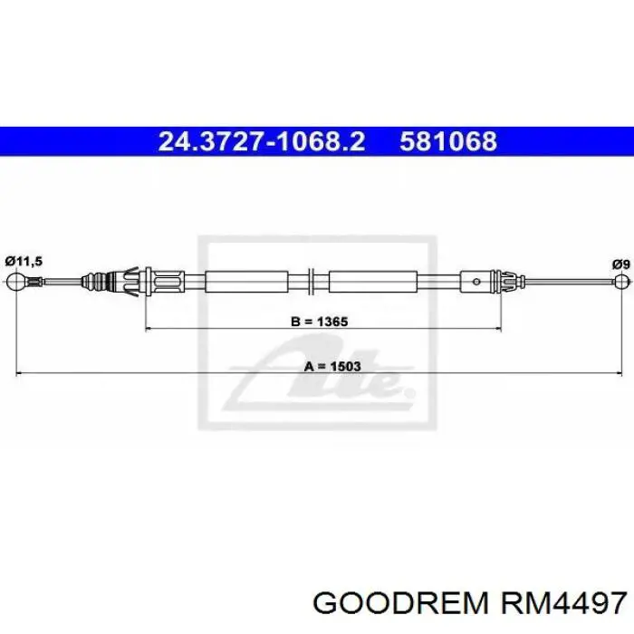 RM4497 Goodrem Трос ручного тормоза