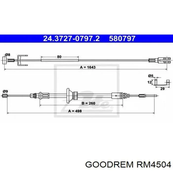 Купить RM4504 Goodrem Трос ручного тормоза промежуточный