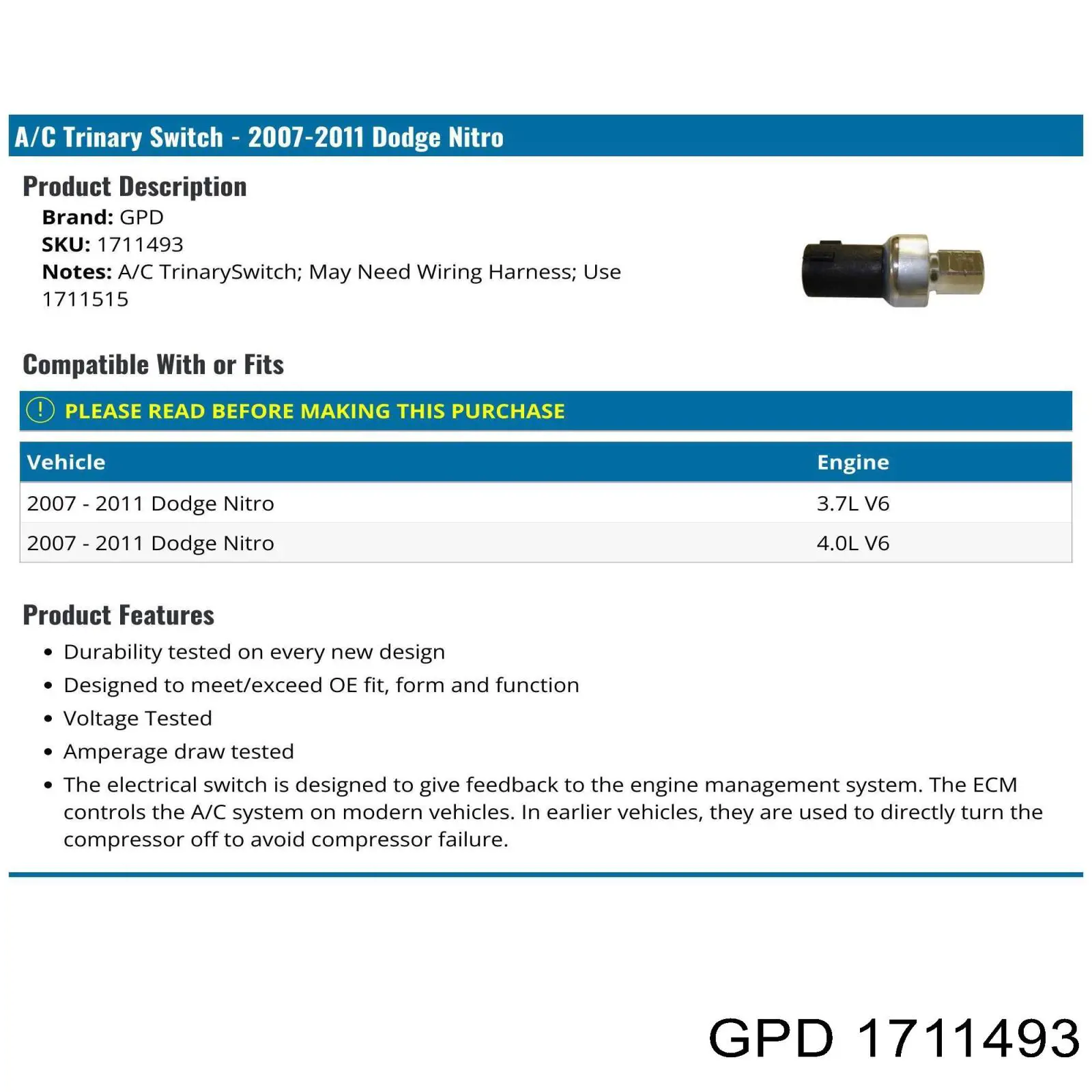 1711493 GPD датчик абсолютного давления кондиционера