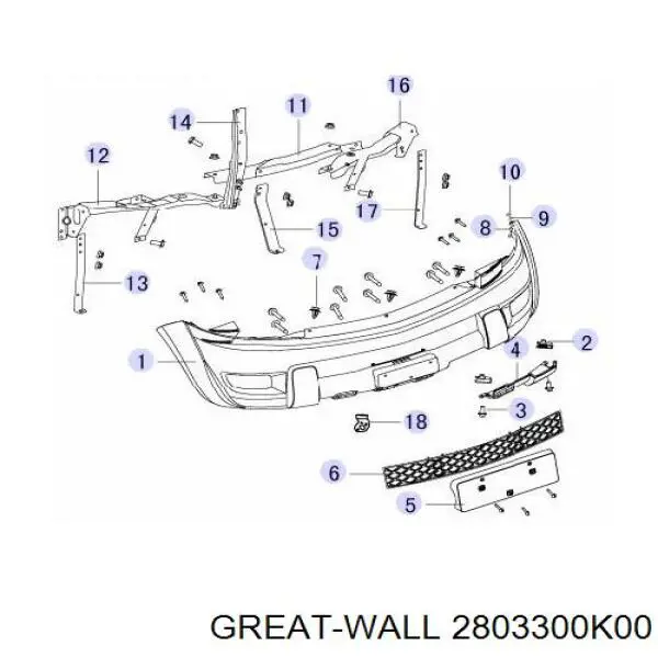 Бампер передний в сборе на Great Wall Hover  CC646