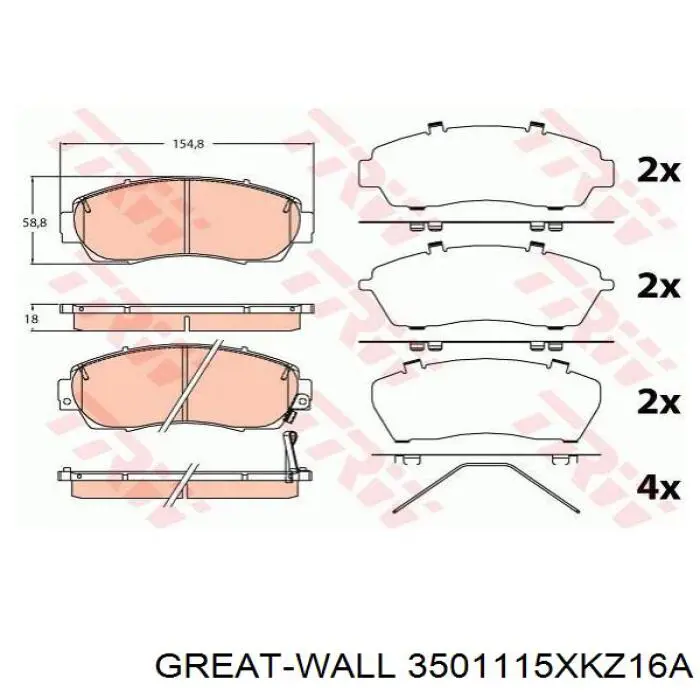 Колодки тормозные передние дисковые на Great Wall Hover H6  