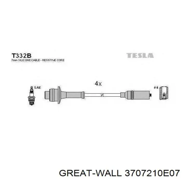 Juego de cables de encendido 3707210E07 Great Wall