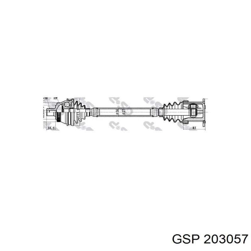 203057 GSP полуось (привод передняя левая)