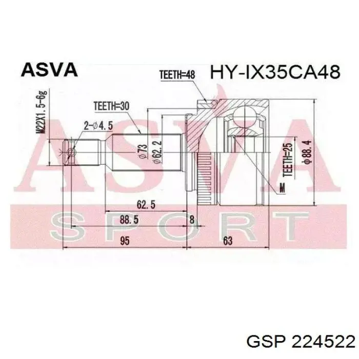 Привод передний правый GSP 224522 цена, от 139.90 USD