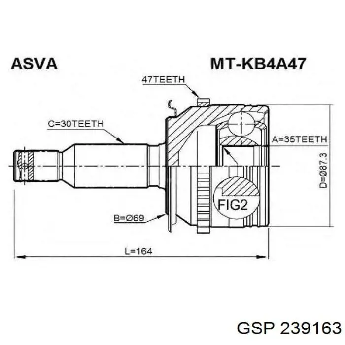 Привод передний левый GSP 239147 цена, от 108.88 USD