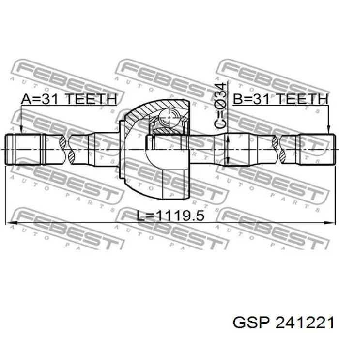 Привод передний левый GSP 241221 цена, от 75.20 USD