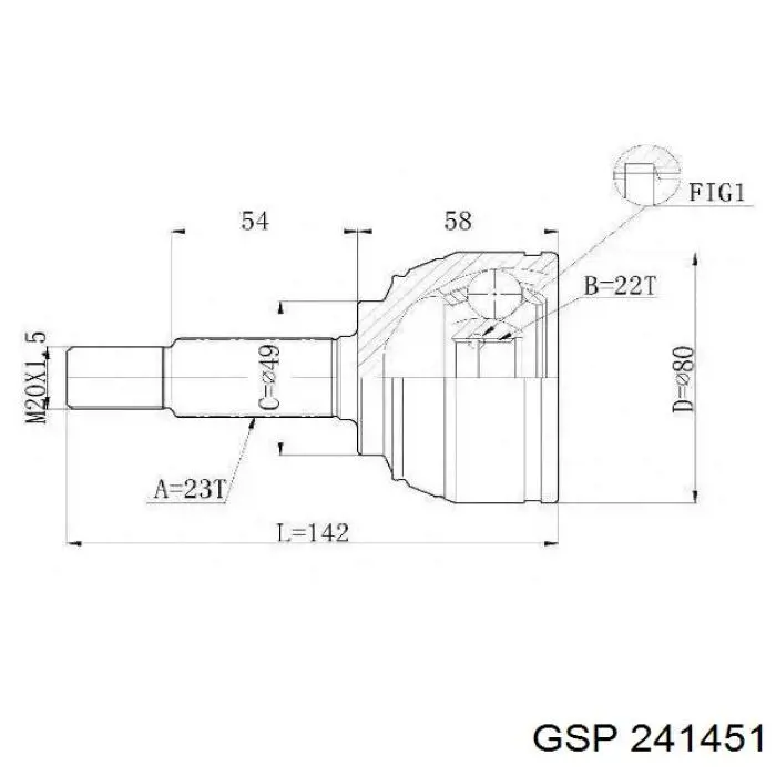Привод передний левый GSP 241451 цена, от 85.65 USD