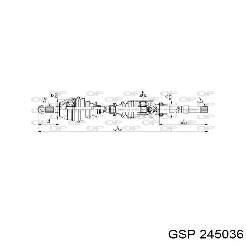 Правая полуось 327352 Peugeot/Citroen