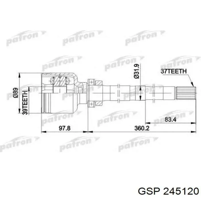 245120 GSP Полуось передняя, правая