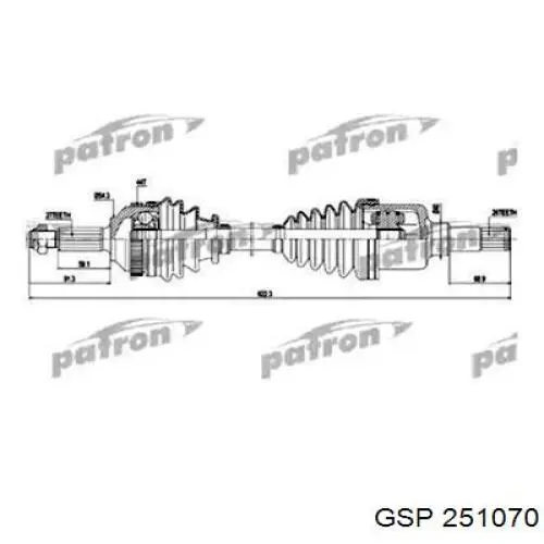Полуось (привод) передняя левая 251070 GSP