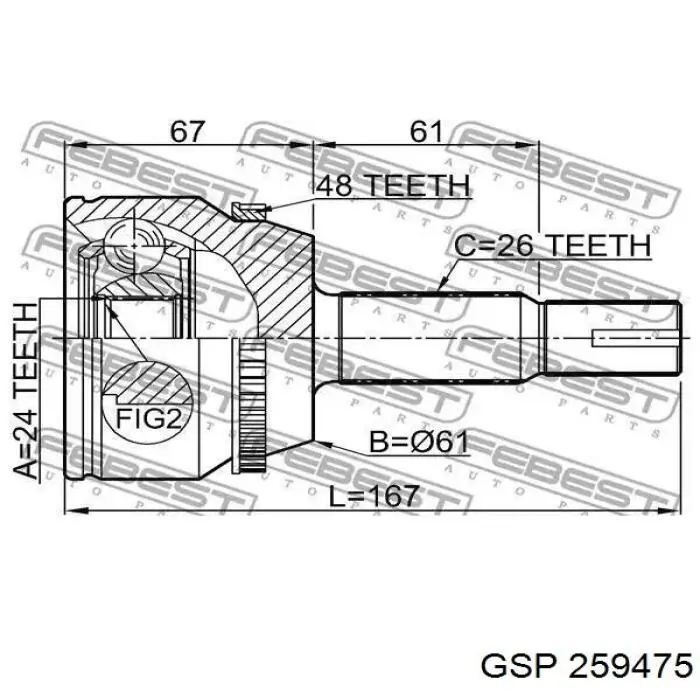 259475 GSP Полуось передняя левая