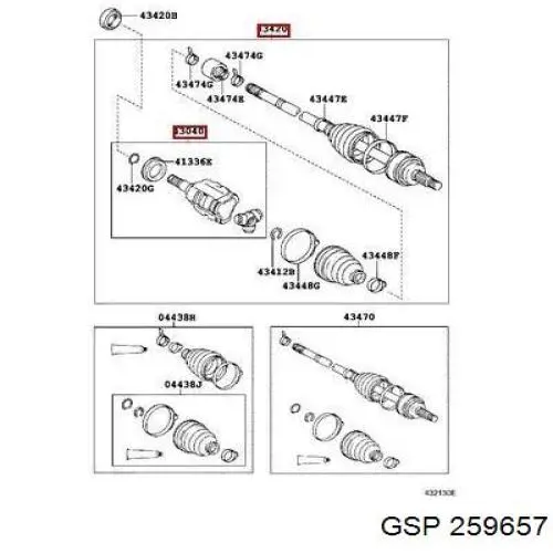 Полуось (привод) передняя левая 4347009Z90 Toyota