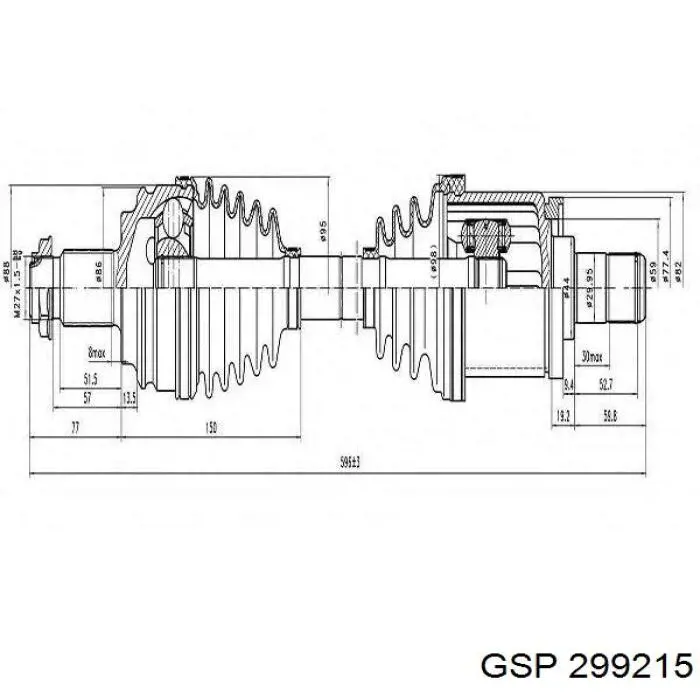 Левая полуось 304667 GKN-Spidan
