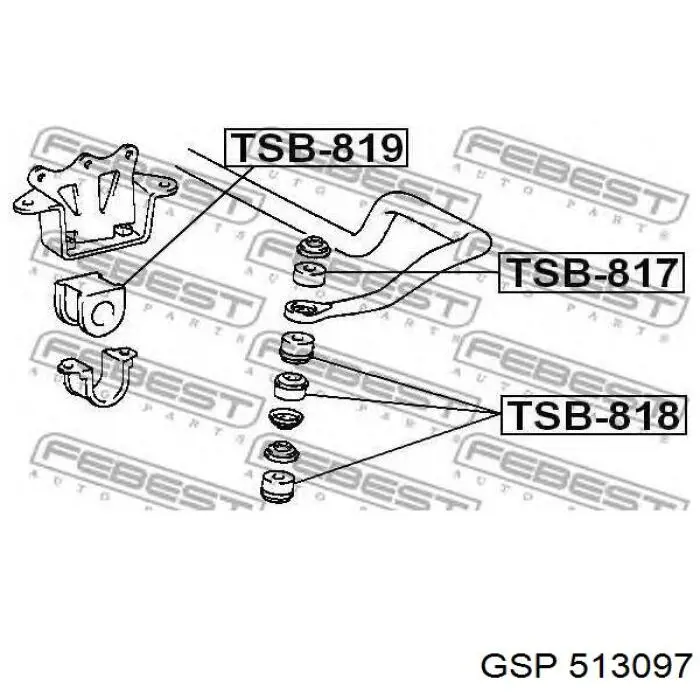 Втулка переднего стабилизатора GSP 513097 цена, от 3.11 USD