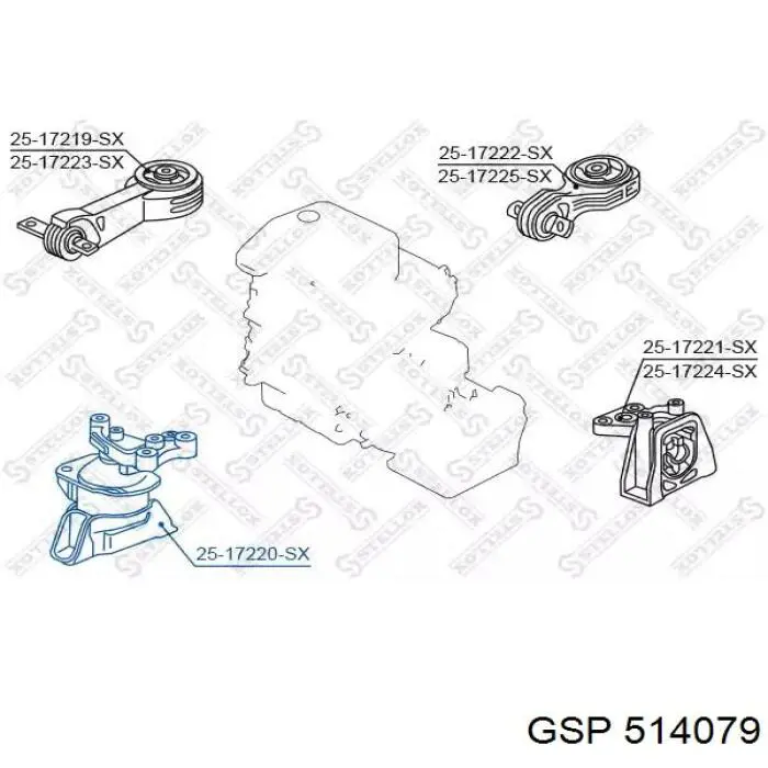 Купить 514079 GSP Подушка (опора) двигателя правая нижняя