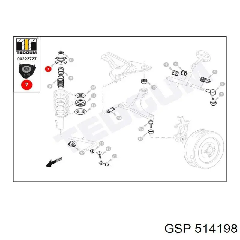 Опора переднего амортизатора 514198 GSP