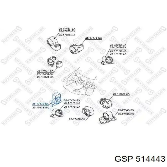 Гидроопора двигателя передняя GSP 514443 цена, от 17.65 USD