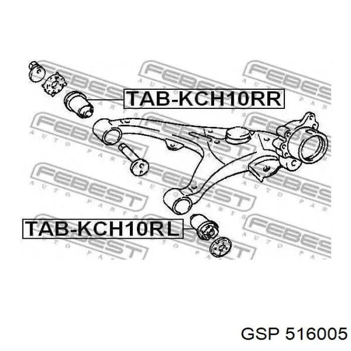 Полиуретановый сайлентблок заднего нижнего рычага GSP 516005 цена, от 6.37 USD