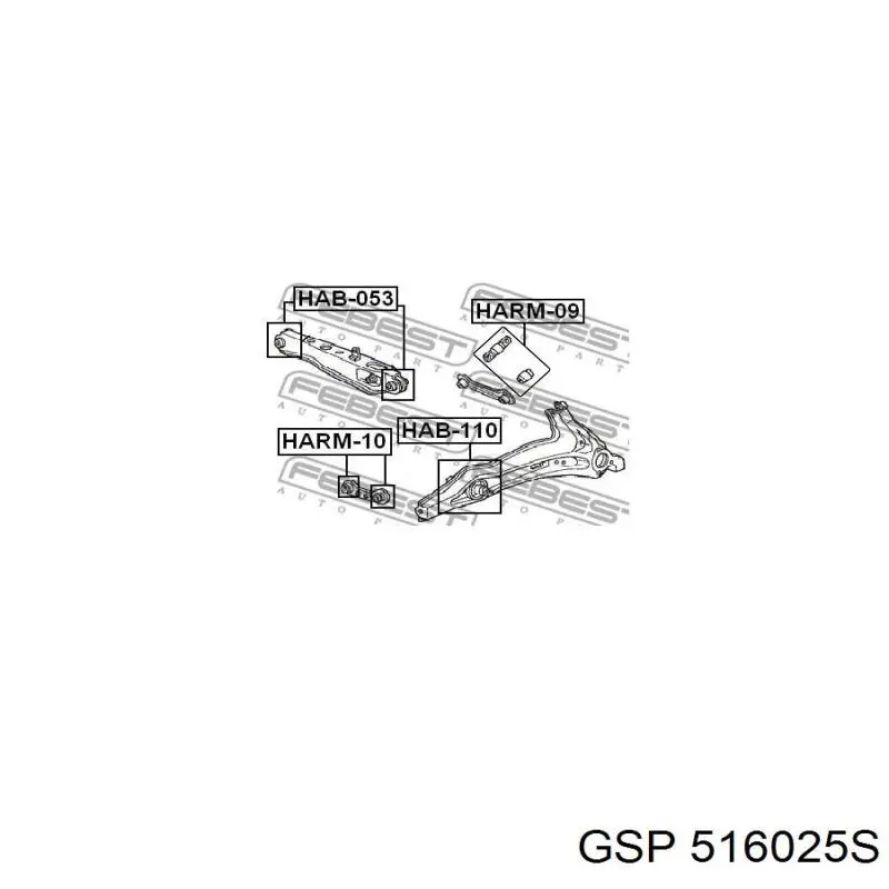 Сайлентблок тяги поперечной (задней подвески) GSP 516025S