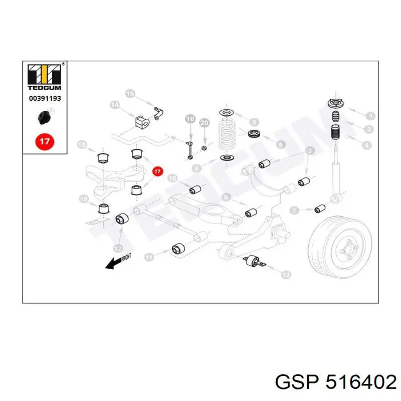 Сайлентблок заднего подрамника GSP 516402 цена, от 5.27 USD