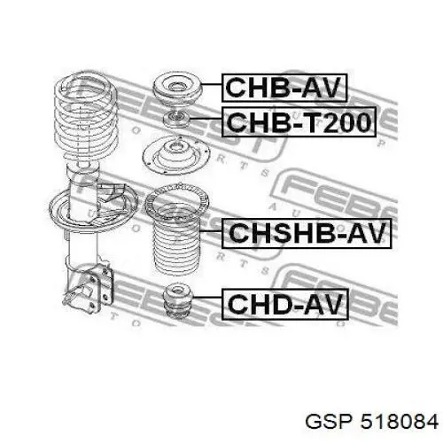 Опора стойки амортизатора переднего GSP 518084 цена, от 3.48 USD