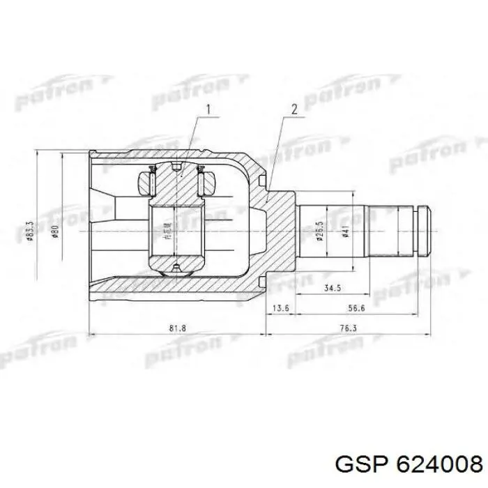 Junta homocinética interior delantera 624008 GSP