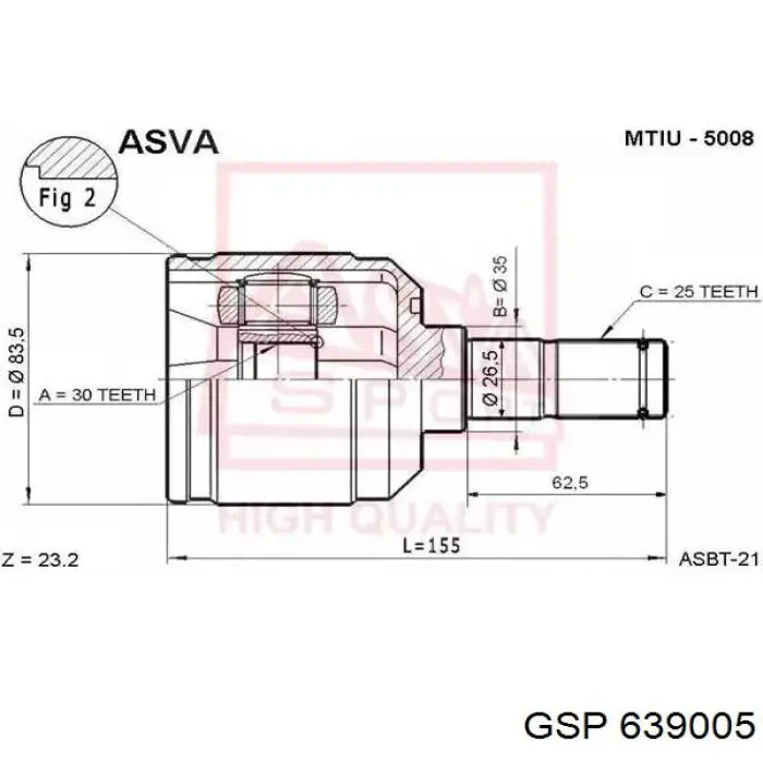 Купить 639005 GSP ШРУС внутренний