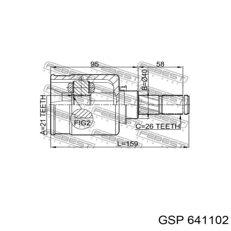 Шарнир угловых скоростей внутренний передний GSP 641102 цена, от 31.74 USD