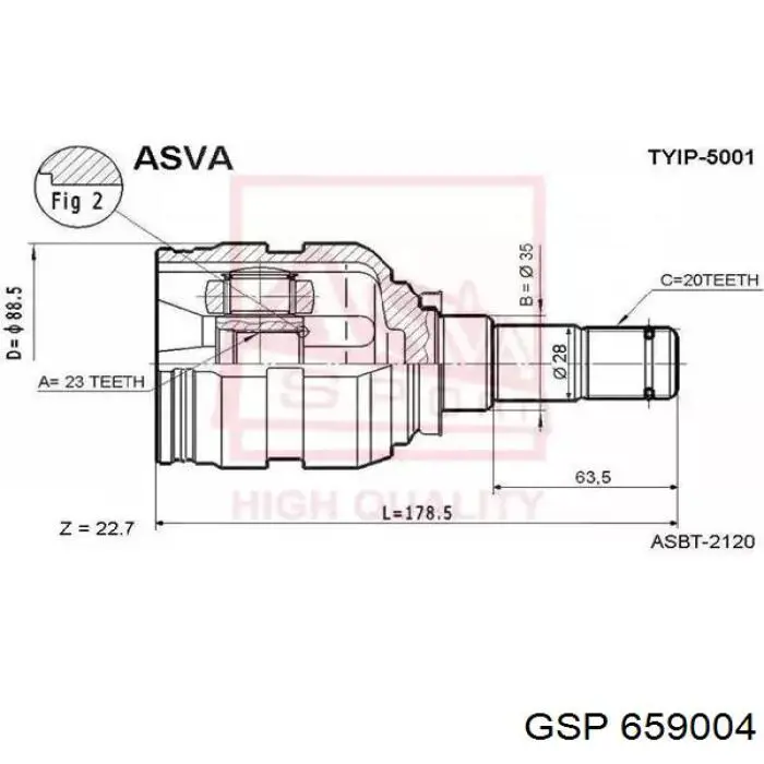 TA59004CVI Safety шрус внутренний передний правый