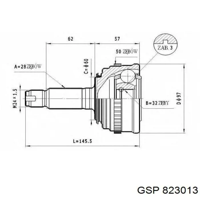 ШРУС наружный GSP 823013