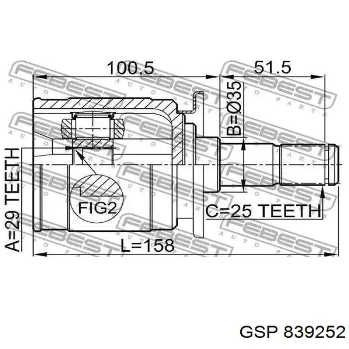 Купить 839252 GSP ШРУС наружный задний
