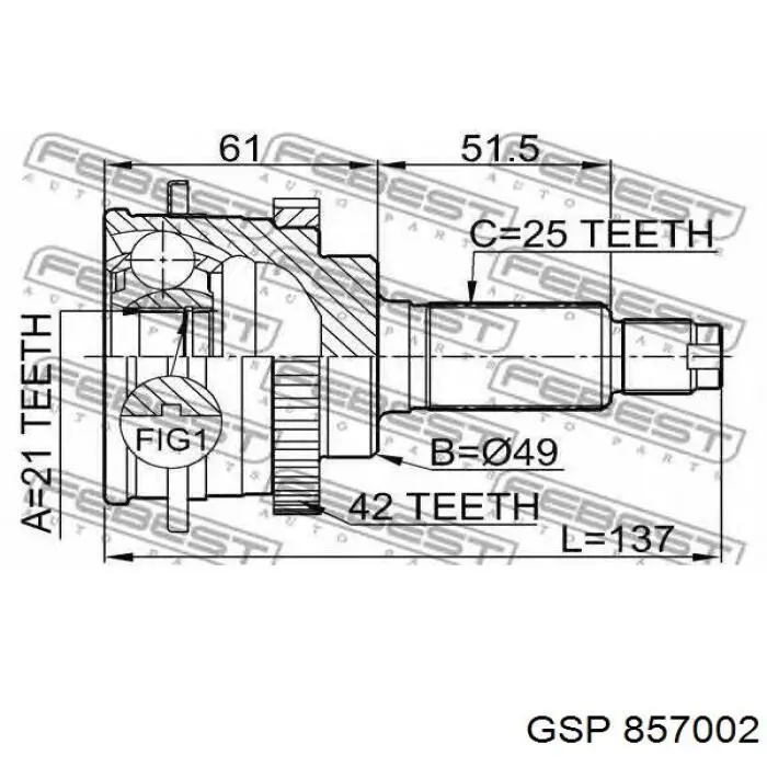 ШРУС наружный передний 857002 GSP