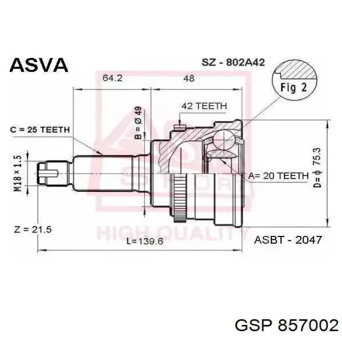 ШРУС наружный GSP 857002