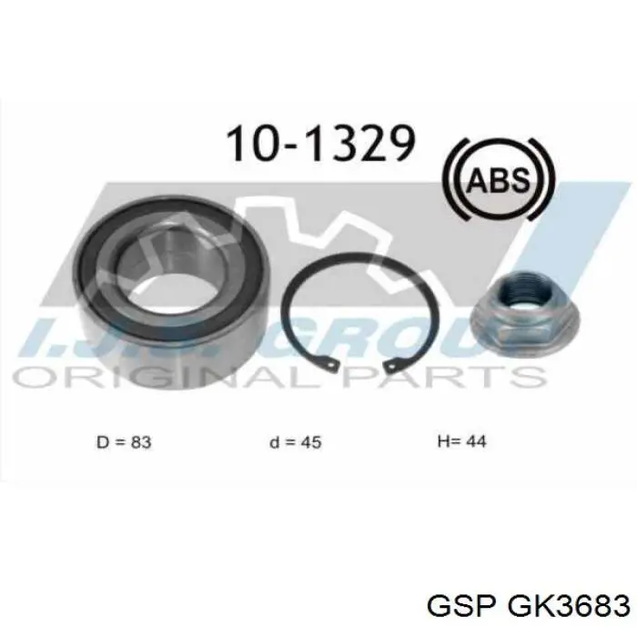 Комплект подшипника ступицы колеса GSP GK3683 цена, от 21.66 USD