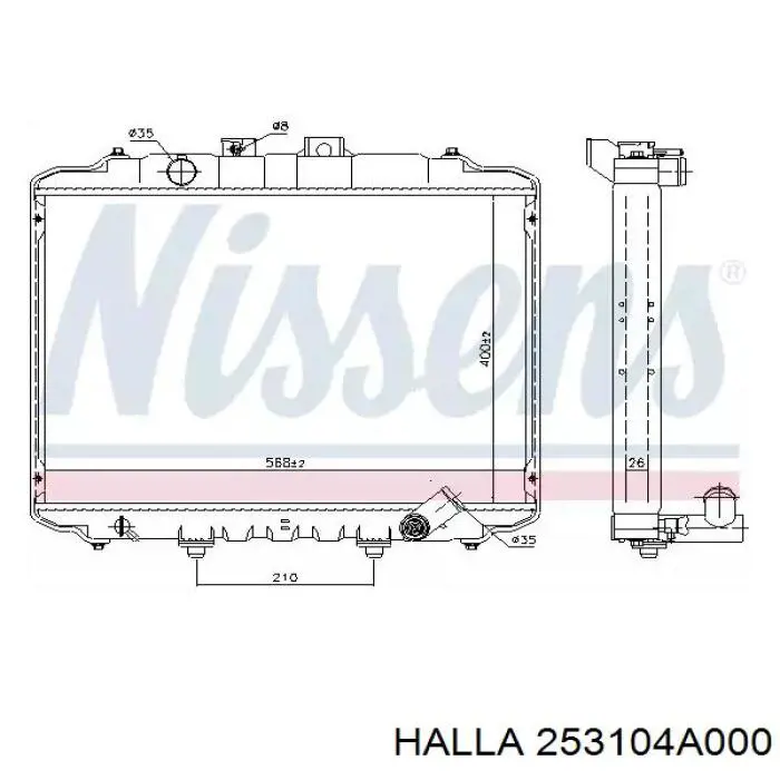 Купить 253104A010 HCC Радиатор водяной