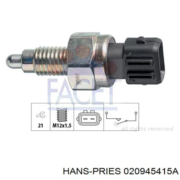 020945415A Hans Pries (Topran) Датчик включения фонарей заднего хода