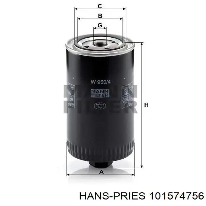 101574756 Hans Pries (Topran) Масляный фильтр двигателя