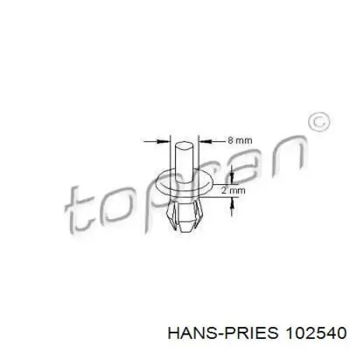 Пистон (клип) крепления подкрылка переднего крыла 102540 Hans Pries (Topran)