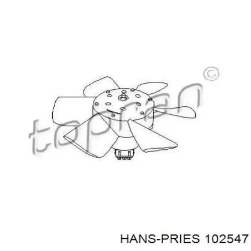 Электровентилятор охлаждения в сборе (мотор+крыльчатка) правый 102547 Hans Pries (Topran)