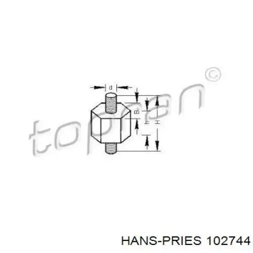 Кронштейн (подушка крепления) радиатора нижний Hans Pries (Topran) 102744 цена, от 0.93 USD