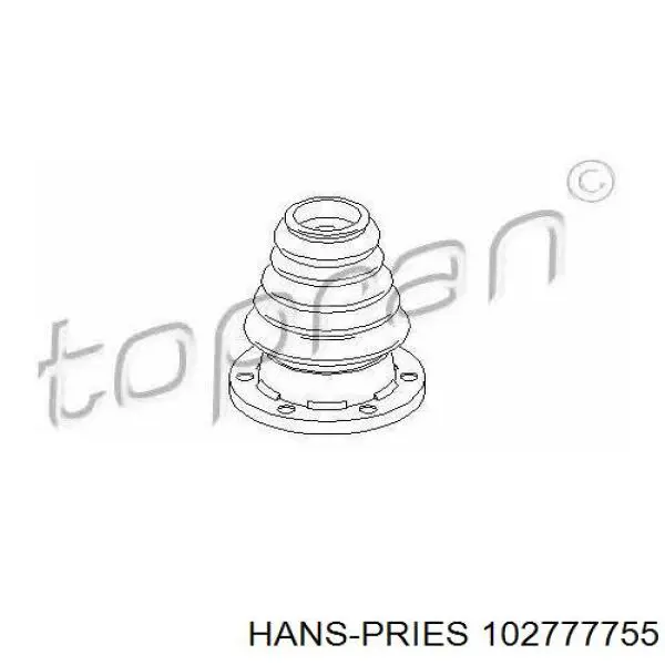 Пыльник ШРУСа передней полуоси внутренний левый 102777755 Hans Pries (Topran)