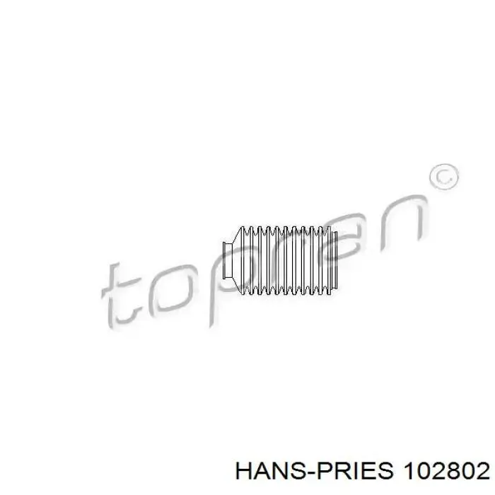 102802 Hans Pries (Topran) bota de proteção esquerda do mecanismo de direção (de cremalheira)