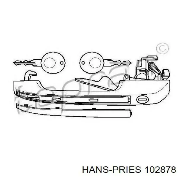 Ручка двери передней наружная левая 102878 Hans Pries (Topran)