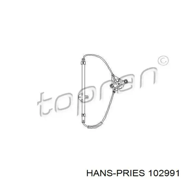 102991 Hans Pries (Topran) mecanismo de acionamento de vidro da porta traseira esquerda