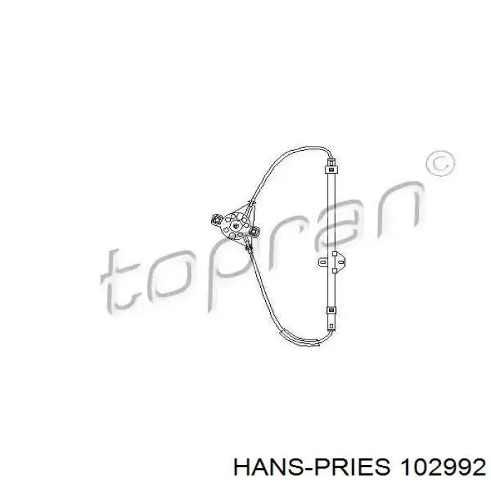 102992 Hans Pries (Topran) mecanismo de acionamento de vidro da porta traseira direita